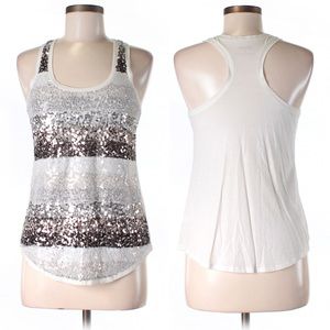 ❤️ Like New Express White/Silver Sequin Tank